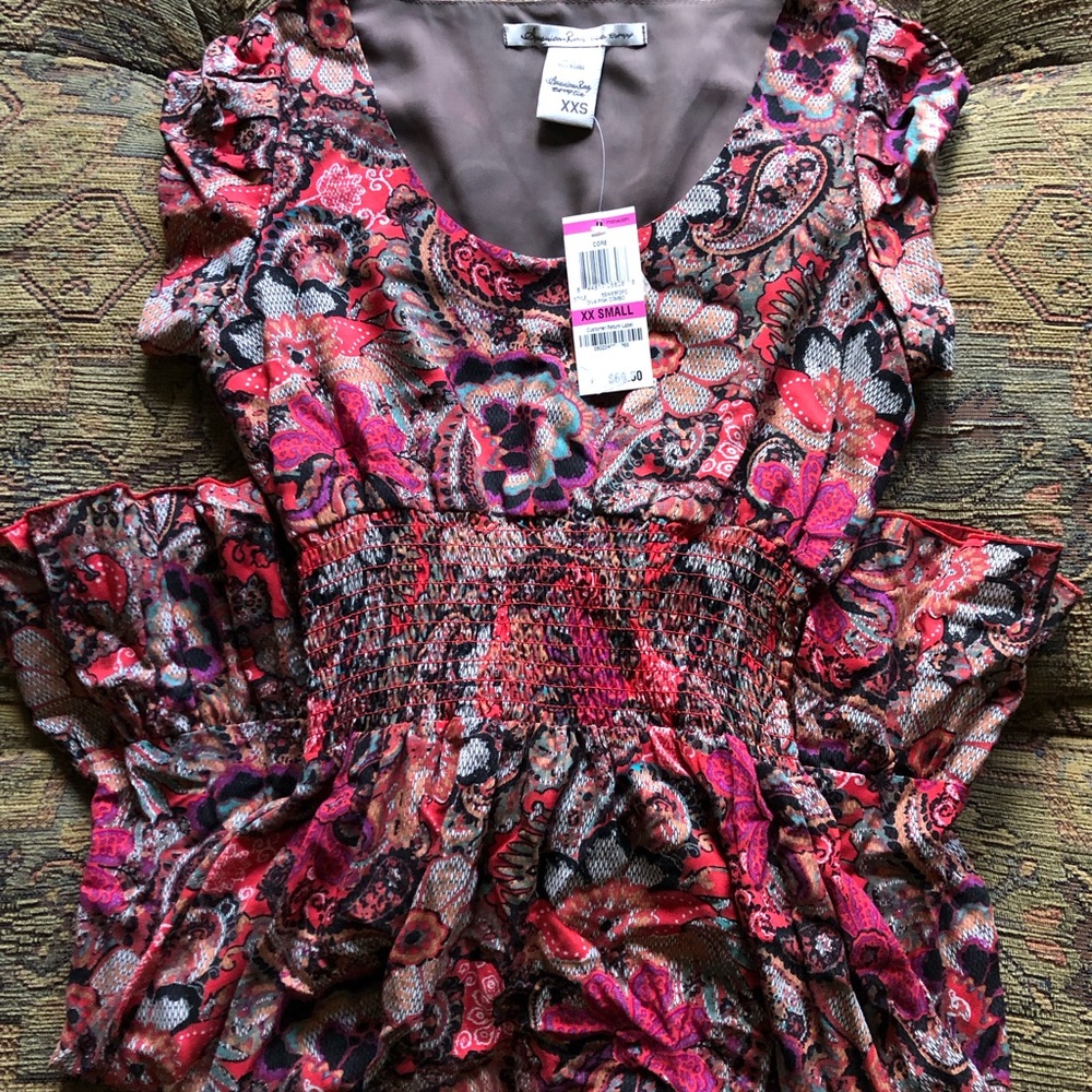 American Rag XXS 70’s Style Paisley Floral Print Dress NWT